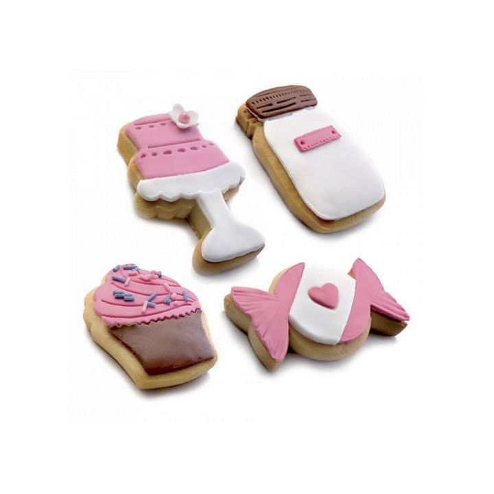 Set de 4 découpoirs à poussoir "Sweet" - IBILI