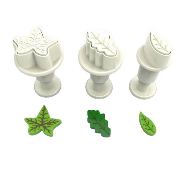 Set de 3 découpoirs à poussoir "Feuille"