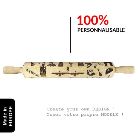 Rouleau à pâtisserie en bois gravé Rouleau à pâtisserie en bois gravé